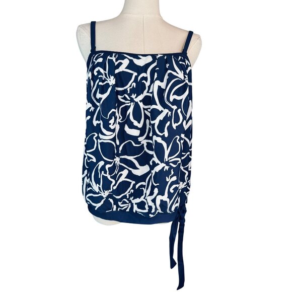 2/$30 NWT Island Escape Size 6 Floral Waist Minimizer Tankini Top Blue & White - Picture 1 of 16